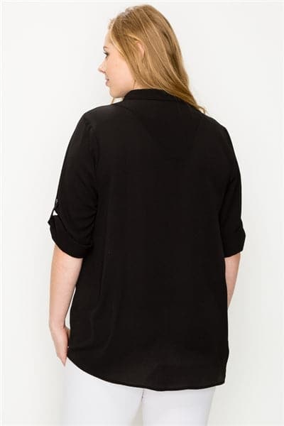 Plus Size Koshibo Polo Top Black - Pack of 6