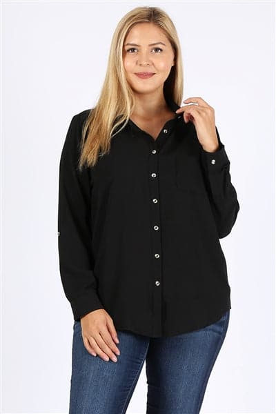 Plus Size Koshibo Blouse Top Black - Pack of 6