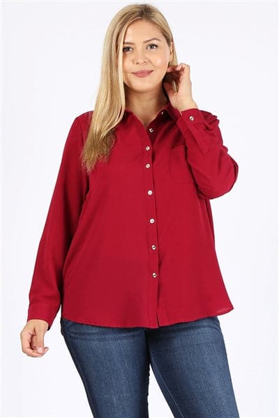 Plus Size Koshibo Blouse Top Burgundy - Pack of 6