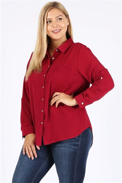 Plus Size Koshibo Blouse Top Burgundy - Pack of 6