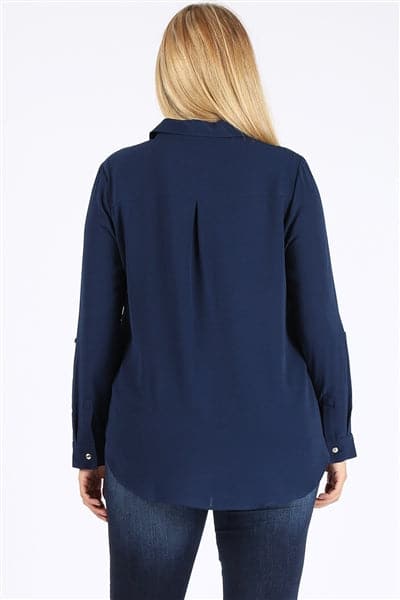 Plus Size Koshibo Blouse Top Navy - Pack of 6