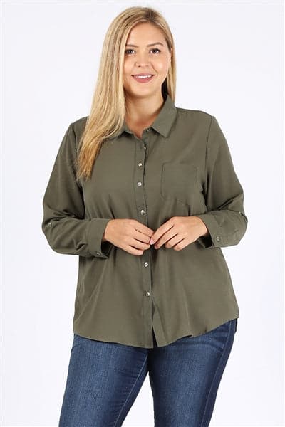 Plus Size Koshibo Blouse Top Olive - Pack of 6