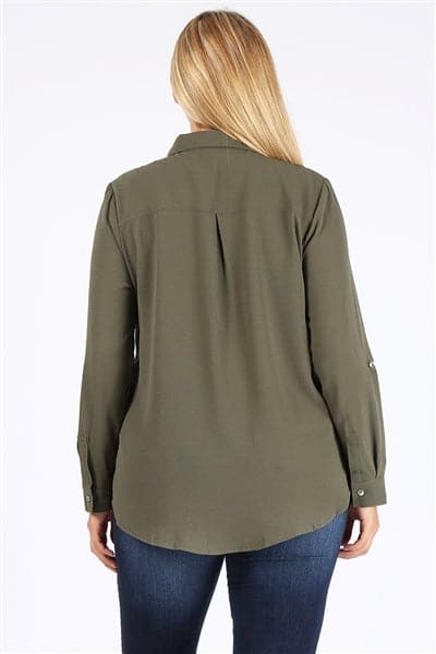 Plus Size Koshibo Blouse Top Olive - Pack of 6