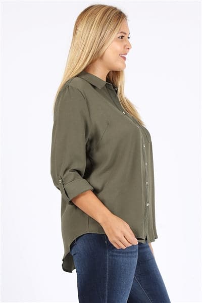 Plus Size Koshibo Blouse Top Olive - Pack of 6