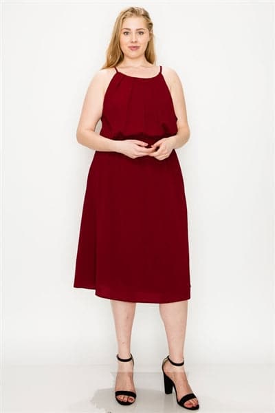 Plus Size Koshibo Midi-Dresses Burgundy - Pack of 6