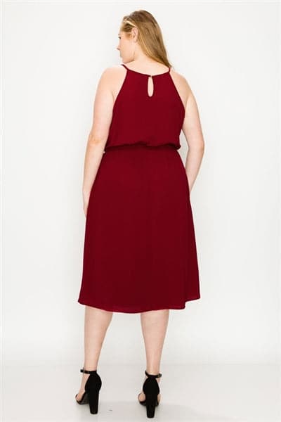 Wholesale Plus Size Koshibo Midi-Dresses Burgundy for Sale Wholesale Plus Size Koshibo Midi-Dresses Burgundy for Sale
