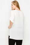 Plus Size Koshibo Roll-Tabs Sleeves Top Ivory - Pack of 6