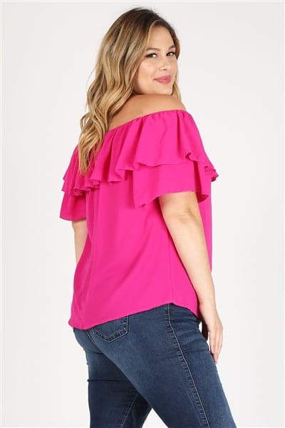 Plus size Koshibo Off the Shoulder Top Fuschia - Pack of 6