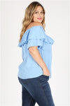 Plus size Koshibo Off the Shoulder Top Blue - Pack of 6