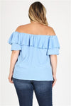 Plus size Koshibo Off the Shoulder Top Blue - Pack of 6