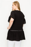 Plus Size Koshibo Crochet Ruffled Top Black - Pack of 6