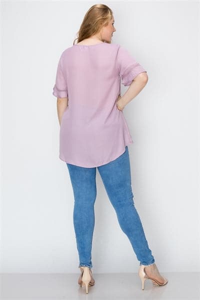 Wool Dobby Pintuck Hi-Low Plus Tunic Lavender - Pack of 6