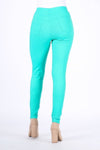 High Waist Super Stretch Skinny Jeggings Pants Green - Pack of 6