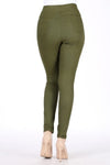 High Waist Super Stretch Skinny Jeggings Pants Olive - Pack of 6