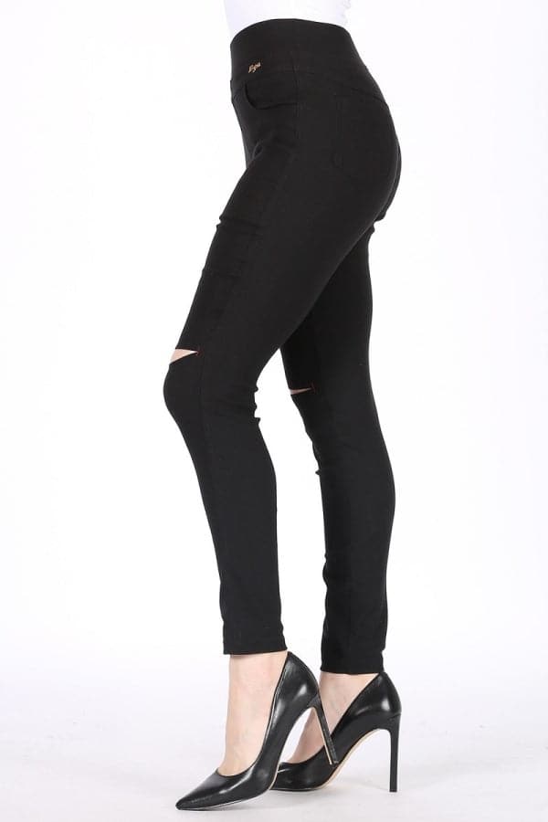 High Waist Super Stretch Skinny Jeggings Pants Black - Pack of 6